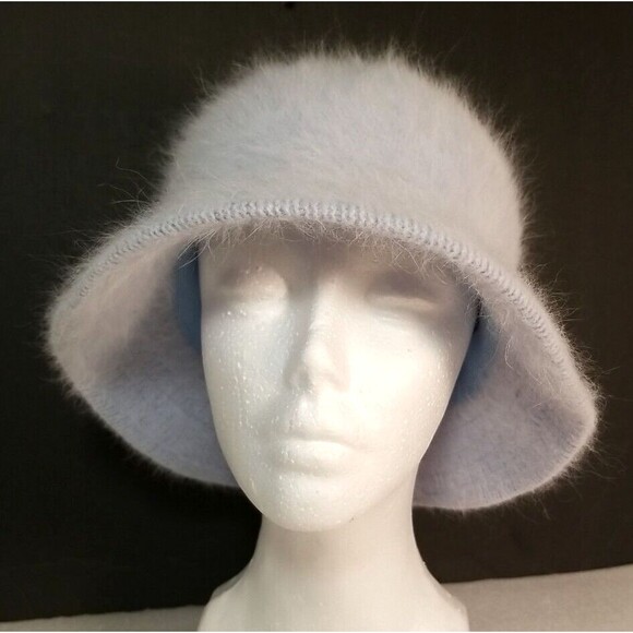 Women's Baby Blue Angora Bucket Hat Unbranded One Size NWOT Super Soft       H6 - Picture 1 of 9